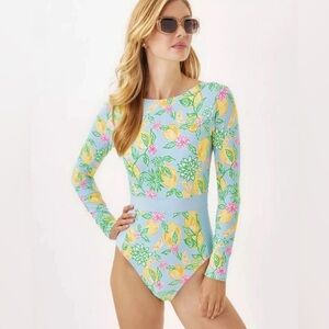 Women's Lilly Pulitzer Jesper Rashguard Swimsuit - make lemonade 🍋- One-piece
